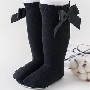 New‎ Solid Knee High Socks With Bows